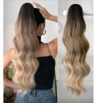 Ποστίς Αλογοουρά curly Ponytail συνθετική τρίχα υψηλής ποιότητας με χτενάκι φωλιά- Ξανθό Ombre χρώμα 24 inches - Image 2