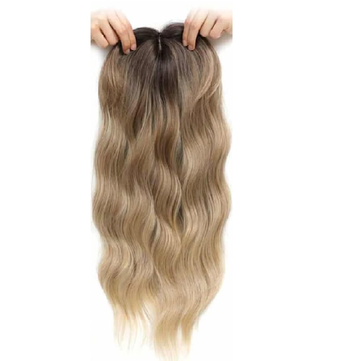 topper-blonde-ombre-brown-hairloss-haipiece Γυναικείο Topper Τουπέ κορυφής μαλλιών με κλιπ μεγάλης επιφάνειας  18 inches - Brown ombre χρώμα - Image 1
