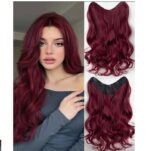 Τρέσσα με 5 κλιπ U shape για έξτρα όγκο συνθετικής τρίχας υψηλής ποιότητας - Κόκκινο Burgundy 22 inches - Image 4