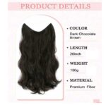 Τρέσσα με 4 κλιπ και λάστιχο για έξτρα όγκο συνθετικής τρίχας υψηλής ποιότητας - Καστανό σκούρο Brown 20 Inches - Image 3