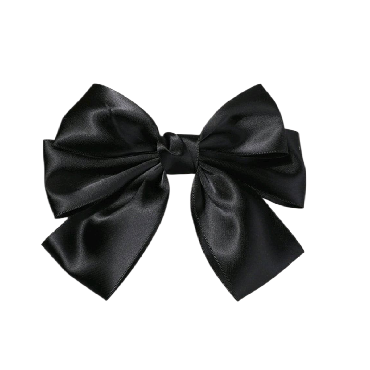 black-glossy-bow-clip-big Clip -Κοκαλάκι μαλλιών Σάτεν μεγάλος φιόγκος 13cm - Glossy Black - Image 1