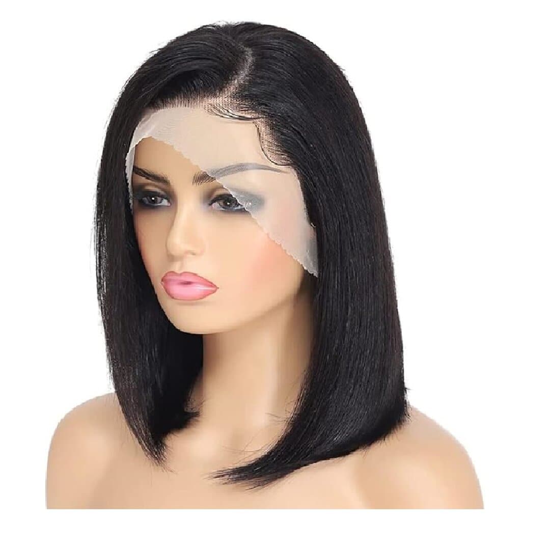 black-lace-wig-woman-hairloss-invisible Γυναικεία περούκα Full lace 13x6 (αόρατη εφαρμογή) σε μαύρο χρώμα συνθετική υψηλής ποιότητας 12 inches - Image 1