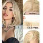 Γυναικεία περούκα Full lace 13x4 (αόρατη εφαρμογή) σε ξανθό χρώμα συνθετική υψηλής ποιότητας 12 inches - Image 2