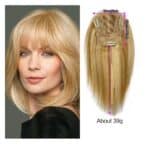 Γυναικείο Topper Τουπέ κορυφής μαλλιών από φυσική τρίχα  Full lace ( ραμμένο σε διαφάνεια ) - Ξανθό με ανταύγειες  12 inches - Image 2