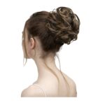 Ποστίς Κότσος με λάστιχο συνθετική τρίχα υψηλής ποιότητας - Καστανό με μελί ανταύγιες χρώμα