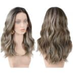 Γυναικεία περούκα Full lace 13x4 (αόρατη εφαρμογή) σε Καστανό με ανταύγειες χρώμα συνθετική υψηλής ποιότητας 20 inches