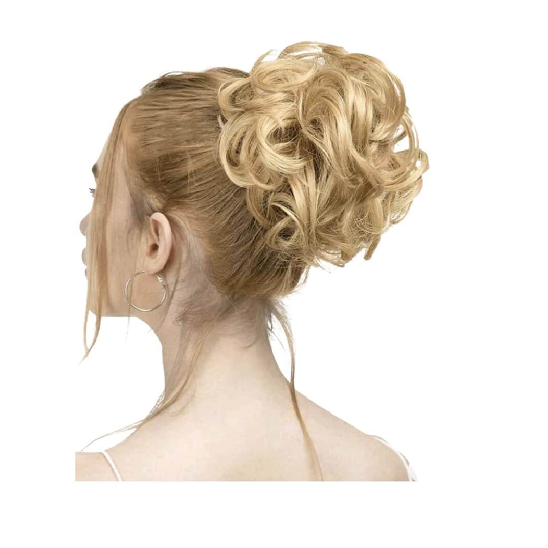 gold-blonde-bun-kotsos-elastic-band Ποστίς Κότσος με λάστιχο συνθετική τρίχα υψηλής ποιότητας - Ξανθό gold χρώμα - Image 1