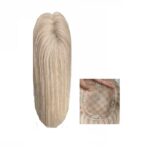 Γυναικείο Topper Τουπέ κορυφής μαλλιών από φυσική τρίχα με διάφανη βάση 16cm*16cm - Ξανθό 18Α/60 16 inches