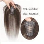 Γυναικείο Topper Τουπέ κορυφής μαλλιών από φυσική τρίχα  Full lace ( ραμμένο σε διαφάνεια ) - Καστανό mocka 12inches - Image 2