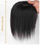 Γυναικείο Topper Τουπέ κορυφής μαλλιών από φυσική τρίχα με 3 κλιπ  - Καστανό σκούρο Brown 12 inches - Image 4