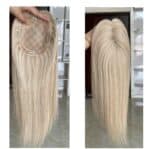 Γυναικείο Topper Τουπέ κορυφής μαλλιών από φυσική τρίχα με διάφανη βάση 16cm*16cm - Ξανθό 18Α/60 16 inches - Image 3