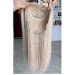 Γυναικείο Topper Τουπέ κορυφής μαλλιών από φυσική τρίχα με διάφανη βάση 22cm*22cm - Ξανθό 18Α/60 16 inches - Image 3