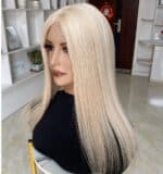 Γυναικείο Topper Τουπέ κορυφής μαλλιών από φυσική τρίχα με διάφανη βάση 22cm*22cm - Ξανθό 18Α/60 16 inches - Image 2