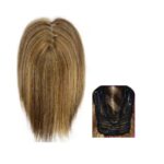 Γυναικείο Topper Τουπέ κορυφής μαλλιών από φυσική τρίχα  Full lace ( ραμμένο σε διαφάνεια ) - Καστανό με ανταύγειες 12 inches