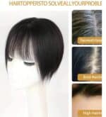 Γυναικείο Topper Τουπέ κορυφής μαλλιών από φυσική τρίχα με 3 κλιπ  - Καστανό σκούρο Brown 12 inches - Image 3