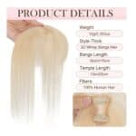 Γυναικείο Topper Τουπέ κορυφής μαλλιών από φυσική τρίχα  Full lace ( ραμμένο σε διαφάνεια ) - Ξανθό πλατινέ 10 inches - Image 3