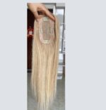 Γυναικείο Topper Τουπέ κορυφής μαλλιών από φυσική τρίχα με διάφανη βάση 8cm*14cm - Ξανθό RH23/1001 16 inches - Image 3