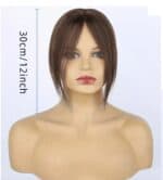 Γυναικείο Topper Τουπέ κορυφής μαλλιών από φυσική τρίχα  Full lace ( ραμμένο σε διαφάνεια ) - Καστανό σκούρο Brown 12 inches - Image 2