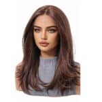 Γυναικεία περούκα Full lace 13x6 (αόρατη εφαρμογή) σε καστανό χρώμα συνθετική υψηλής ποιότητας 18 inches