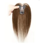 Γυναικείο Topper Τουπέ κορυφής μαλλιών από φυσική τρίχα  Full lace ( ραμμένο σε διαφάνεια ) - Καστανό Mocka 11 inches - Image 2