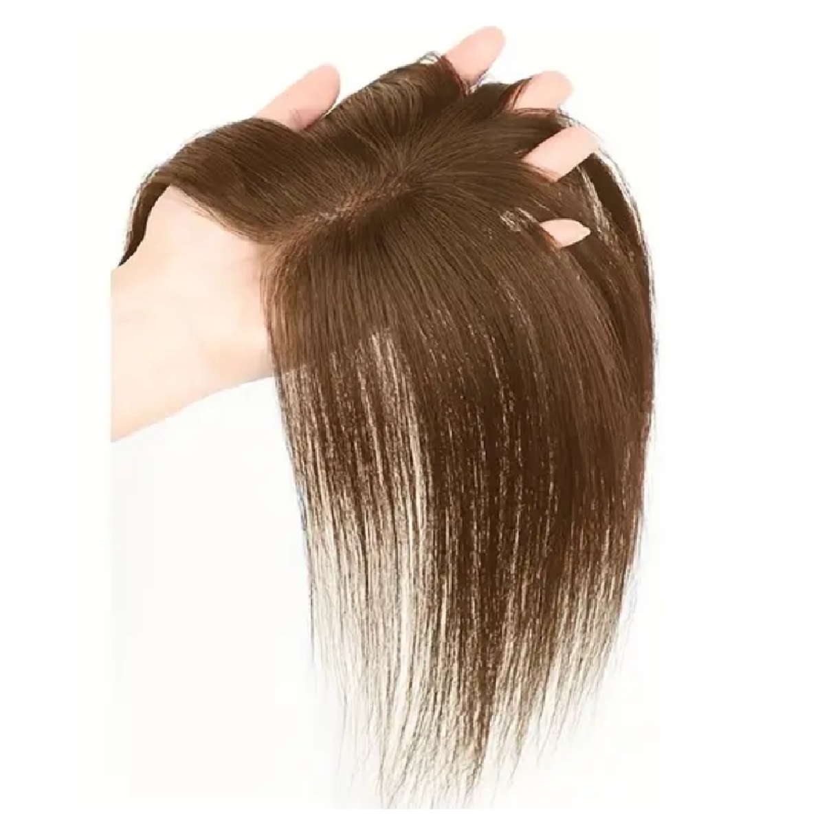 mocka-topper-hair-thinner-gap Γυναικείο Topper Τουπέ κορυφής μαλλιών από φυσική τρίχα Full lace ( ραμμένο σε διαφάνεια ) - Καστανό Mocka 11 inches - Image 1