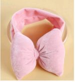 Παιδική- Βρεφική βελούδινη κορδέλα μαλλιών με μεγάλο φιόγκο 13 cm 0-5 χρονών  - Ροζ - Image 2