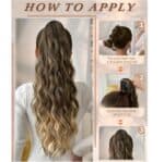 Ποστίς Αλογοουρά curly Ponytail συνθετική τρίχα υψηλής ποιότητας με κλάμερ - Καστανό με μελί ανταύγειες 24 inches - Image 3