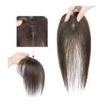 Γυναικείο Topper Τουπέ κορυφής μαλλιών από φυσική τρίχα  Full lace ( ραμμένο σε διαφάνεια ) - Καστανό mocka 12inches