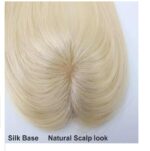 Γυναικείο Topper Τουπέ κορυφής μαλλιών από φυσική τρίχα Silk base ( όψη δέρματος στην χωρίστρα ) - Ξανθό 12 inches - Image 2