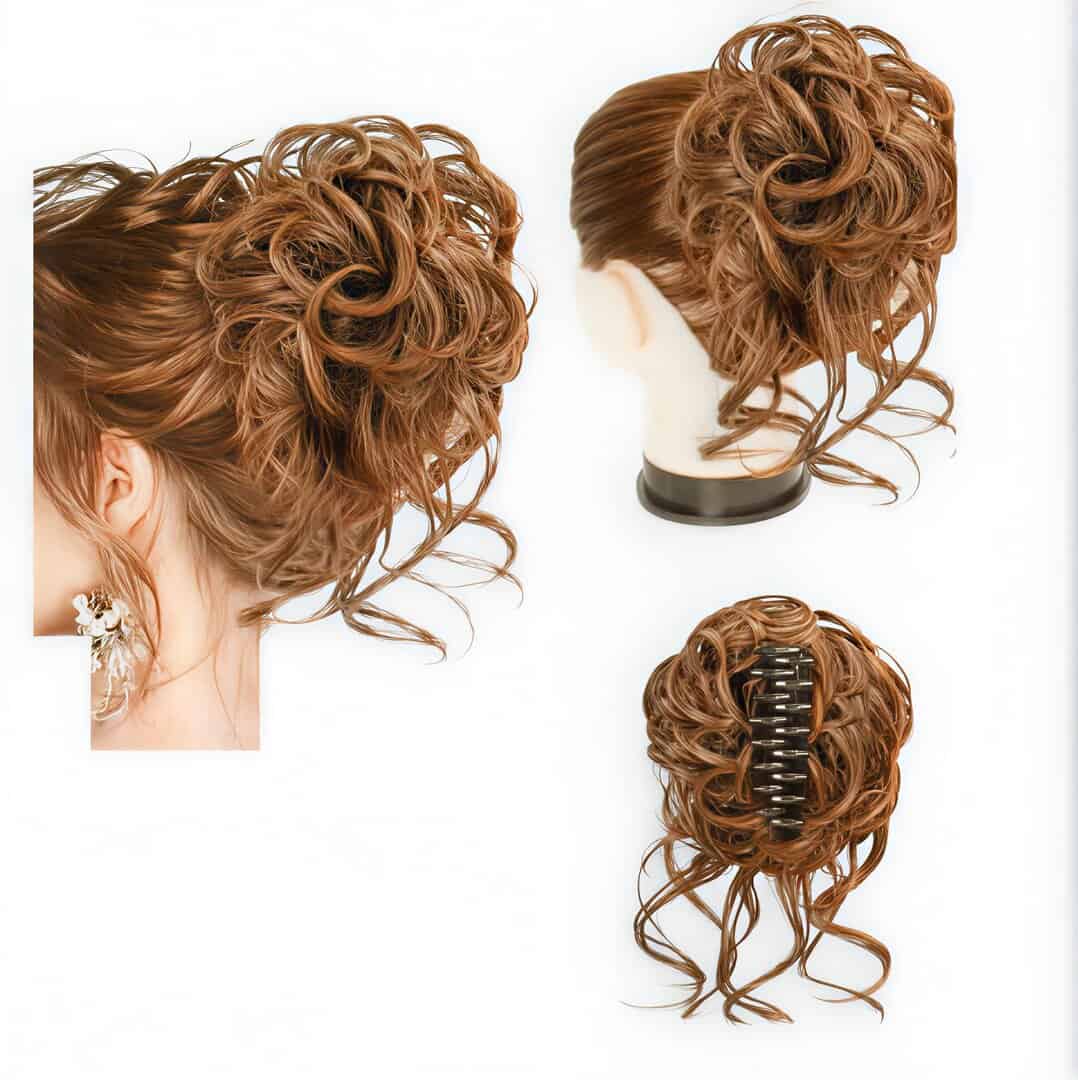 BROWN-RED-KOTSOS-BUN Ποστίς Κότσος συνθετική τρίχα υψηλής ποιότητας με αφέλειες και κλάμερ τοποθέτησης- Καστανοκόκκινο - Image 1