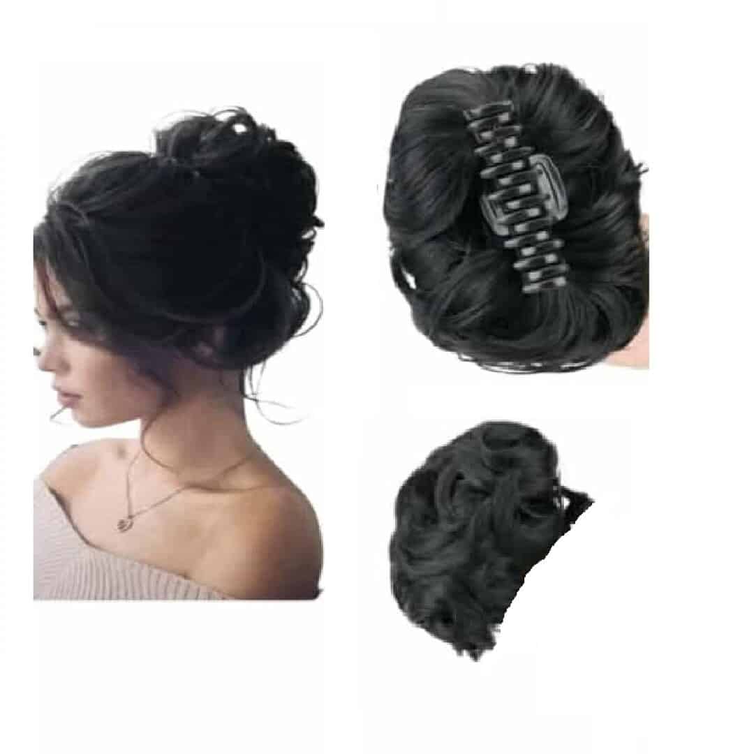 black-long-kotsos-bun-claw-klamer Ποστίς Κότσος συνθετική τρίχα υψηλής ποιότητας με κλάμερ τοποθέτησης- Μαύρο χρώμα - Image 1