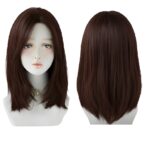 Γυναικεία περούκα curly σε καστανό  χρώμα με αφέλειες συνθετική υψηλής ποιότητας 15 inches