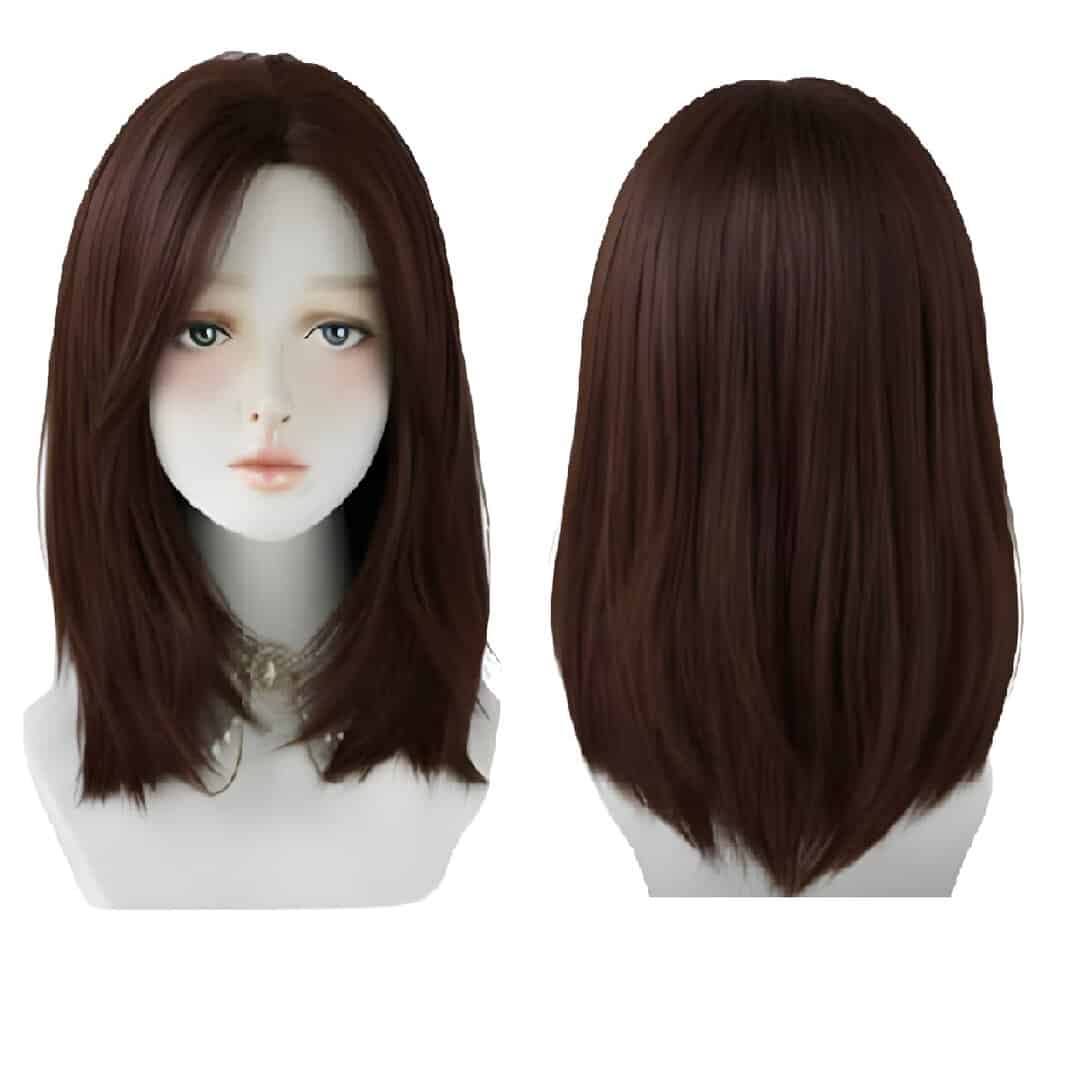 brown-wig-woman-hairloss-cancer-style Γυναικεία περούκα curly σε καστανό χρώμα με αφέλειες συνθετική υψηλής ποιότητας 15 inches - Image 1