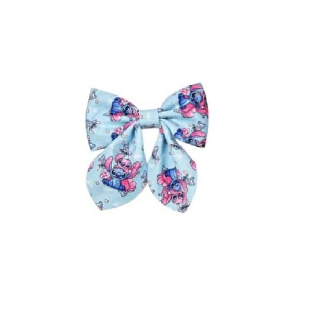 clip-lilo-and-stitch-hair-girl-blue Clip -Κοκαλάκι μαλλιών μεγάλος φιόγκος Lilo and Stitch με προστατευτικό ύφασμα 9 cm - Μπλε - Image 1