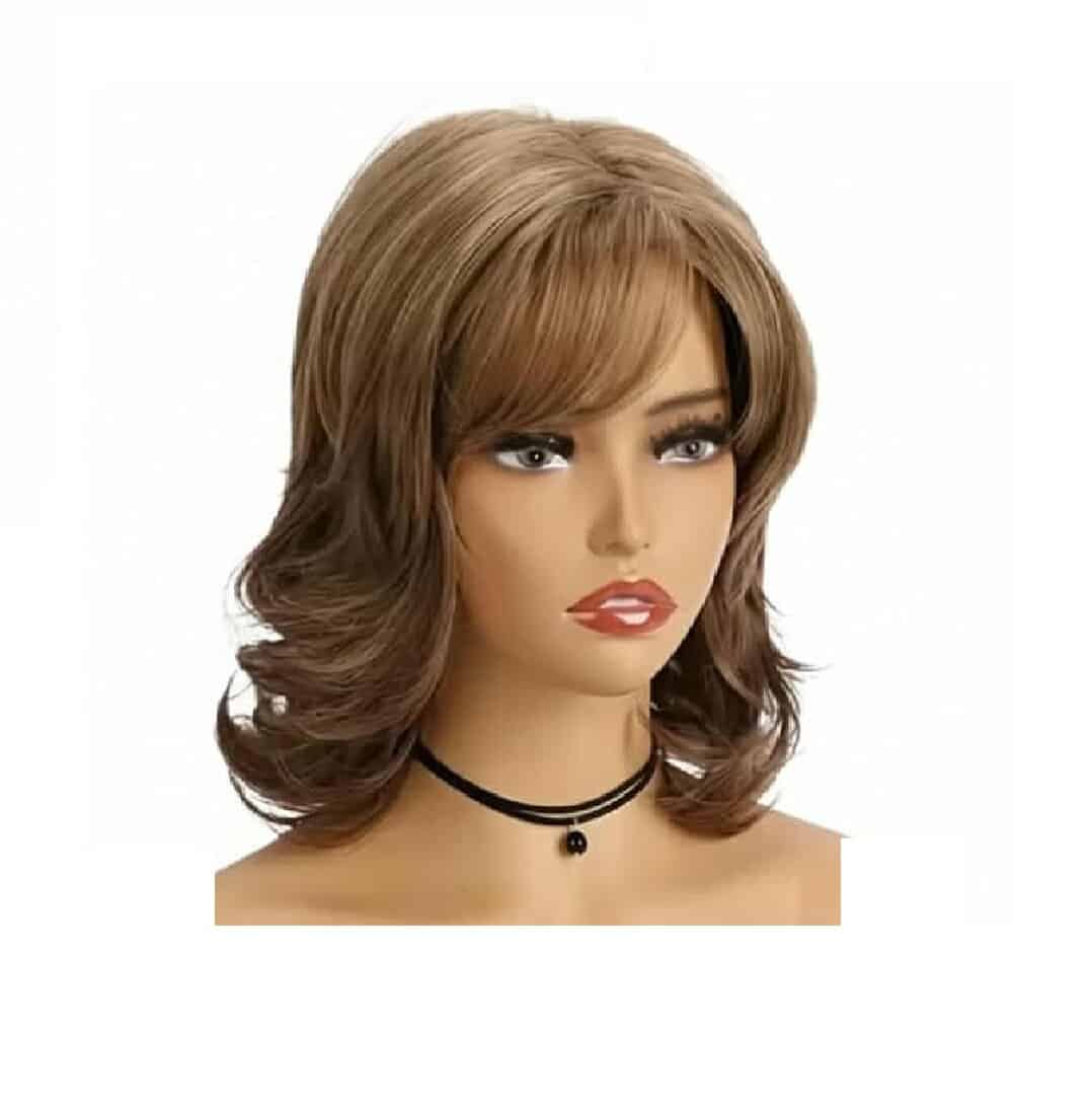 curly-wig-brown-synthetic-offer-woman-hairloss Γυναικεία περούκα curly σε καστανό ανοιχτό χρώμα με αφέλειες συνθετική υψηλής ποιότητας 15 inches - Image 1