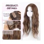 Γυναικείο Topper Τουπέ κορυφής μαλλιών με κλιπ μεγάλης επιφάνειας και lace front (διαφάνεια) 20 inches - Καστανό με ανταύγειες  χρώμα - Image 4
