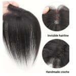 Γυναικείο Topper Τουπέ κορυφής μαλλιών από φυσική τρίχα  Full lace ( ραμμένο σε διαφάνεια ) - Φυσικό Μαύρο χρώμα 11 inches - Image 2