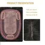 Γυναικείο Topper Τουπέ κορυφής μαλλιών από φυσική τρίχα με 3 κλιπ  - Φυσικό μαύρο Black 12 inches - Image 4