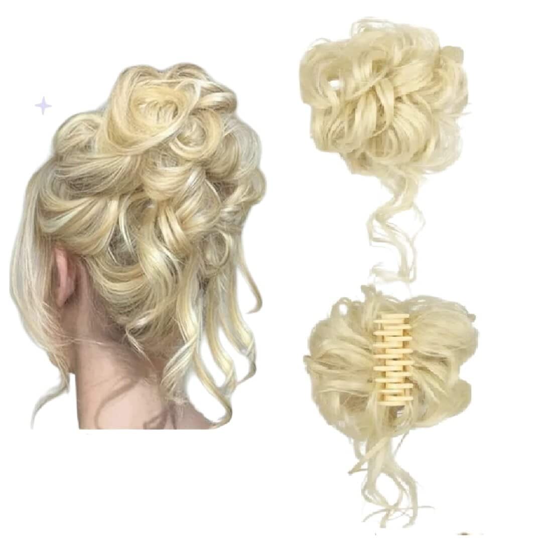 kotsos-klamer-claw-bun-blonde-platin Ποστίς Κότσος συνθετική τρίχα υψηλής ποιότητας με αφέλειες και κλάμερ τοποθέτησης- Ξανθό πλατινέ - Image 1