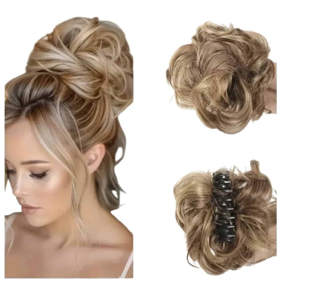 light-brown-bun-kotsos-claw-klamer Ποστίς Κότσος συνθετική τρίχα υψηλής ποιότητας με κλάμερ τοποθέτησης- Καστανό ανοιχτό - Image 1