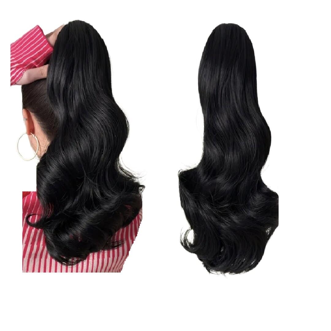 ponytail-black-16-inches-claw-klamer Ποστις Αλογοουρά curly Ponytail συνθετική τρίχα υψηλής ποιότητας με κλάμερ- Μαύρο 16 inches - Image 1