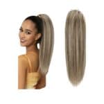 Ποστις Αλογοουρά curly Ponytail συνθετική τρίχα υψηλής ποιότητας με κλάμερ- Καστανό με μελί ανταύγειες 16 inches