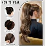 Ποστίς Αλογοουρά curly Ponytail συνθετική τρίχα υψηλής ποιότητας με χτενάκι φωλιά- Καστανό ανοιχτό με ξανθό ombre 30 inches - Image 2