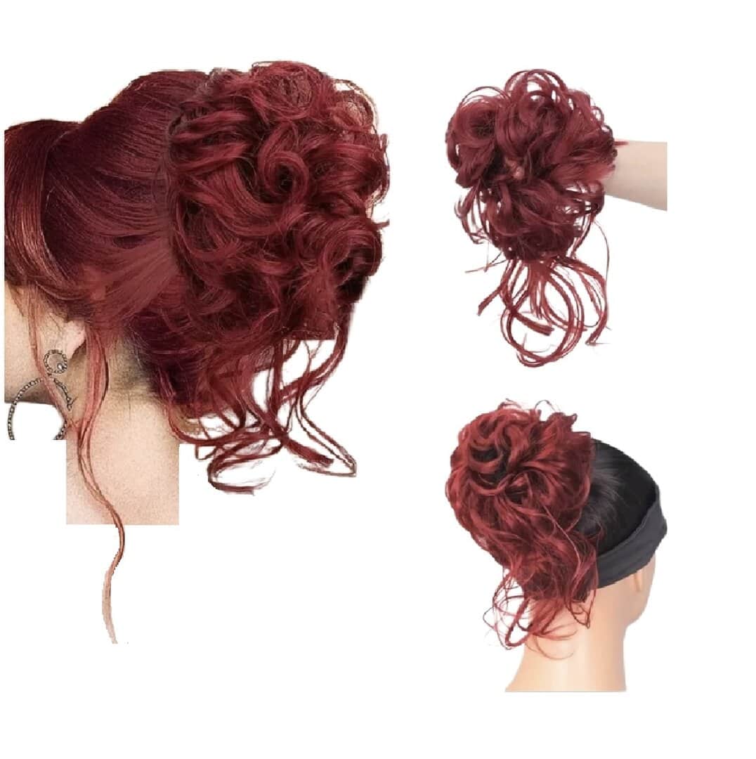 red-bun-hair-kotsos-lastiho-elastic-band Ποστίς Κότσος με λάστιχο και αφέλειες συνθετική τρίχα υψηλής ποιότητας - Κόκκινο χρώμα - Image 1