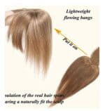 Γυναικείο Topper Τουπέ κορυφής μαλλιών από φυσική τρίχα  Full lace ( ραμμένο σε διαφάνεια ) - Καστανό  με χρυσές ανταύγειες 11 inches 02 - Image 2