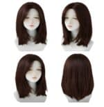 Γυναικεία περούκα curly σε καστανό  χρώμα με αφέλειες συνθετική υψηλής ποιότητας 15 inches - Image 2