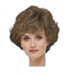 Γυναικεία περούκα σγουρή σε Καστανό σαντρέ χρώμα  συνθετική υψηλής ποιότητας 11 inches