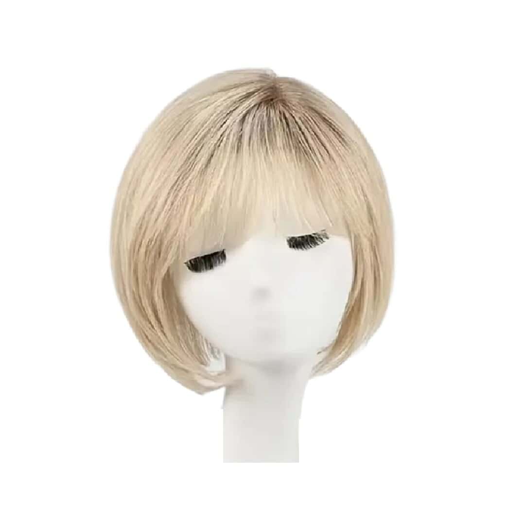 wig-blonde-woman-hair-cancer-hairloss-bomb-dark-rooted Γυναικεία περούκα σε ξανθό χρώμα με σκούρη ρίζα συνθετική υψηλής ποιότητας 10 inches - Image 1