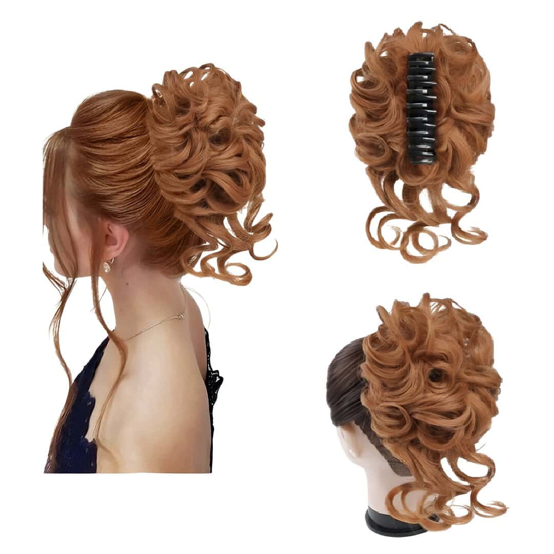 ginger-ponytail-bun-hair-claw Ποστίς Κότσος συνθετική τρίχα υψηλής ποιότητας με αφέλειες και κλάμερ τοποθέτησης- Ginger red - Image 1