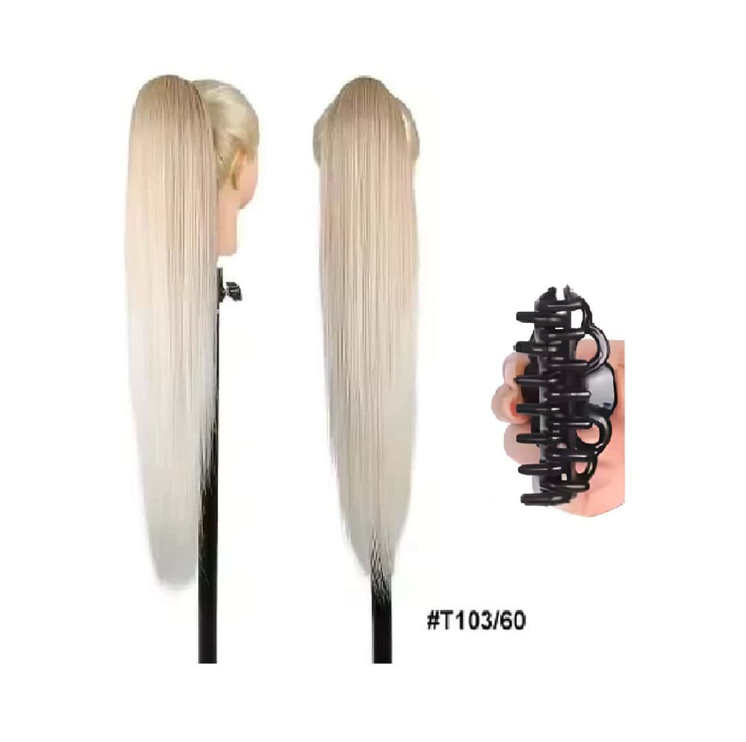 kanekalon-fiber-ponytail-straight-hair-28-inches-light-blonde-platin-t103-60-CLAW Ποστίς Αλογοουρά Ponytail συνθετική τρίχα Kanekalon υψηλής ποιότητας με Κλάμερ - Ίσια Ξανθό ανοιχτό πλατινέ t103/60 71cm - Image 1